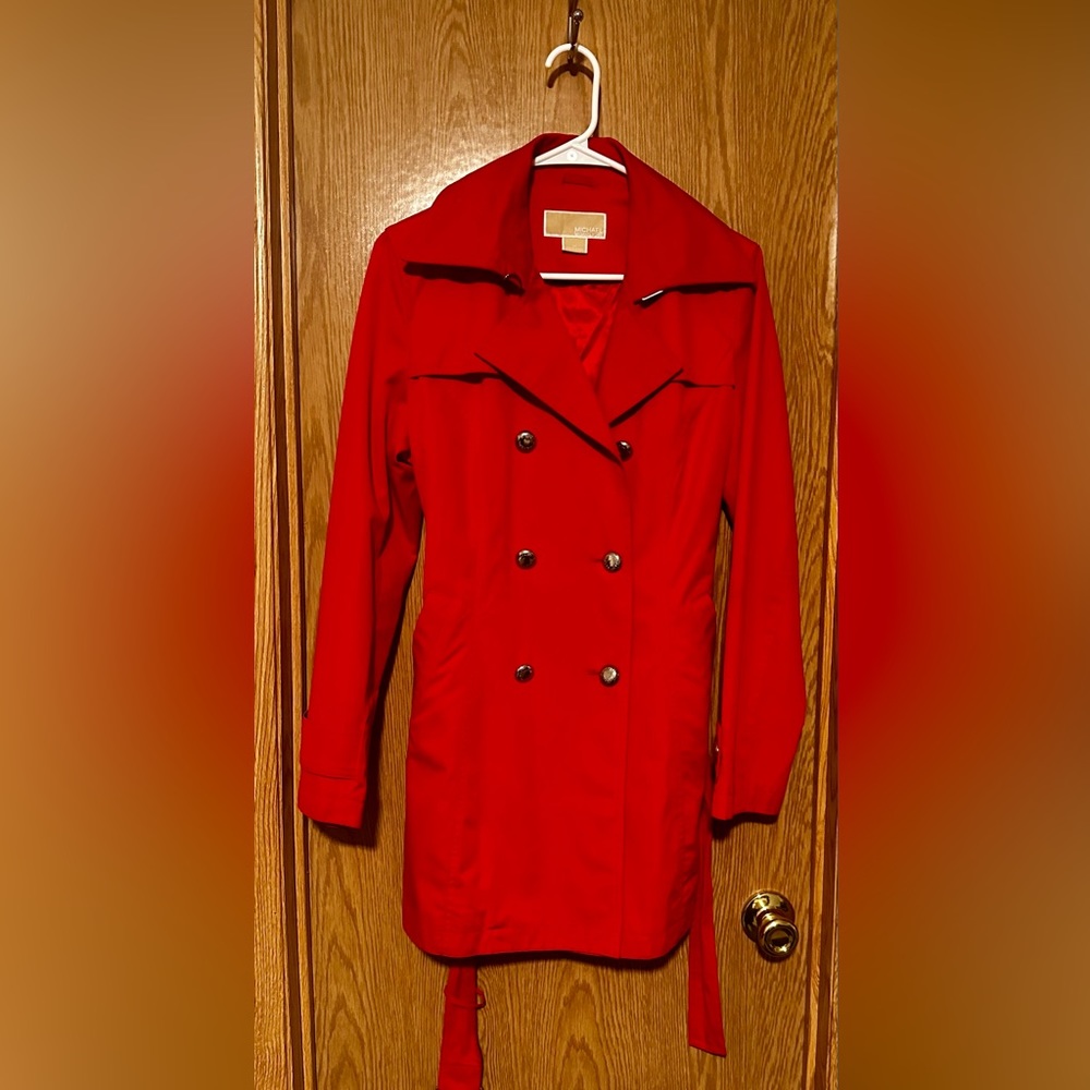 Michael Kors Women's Double Breasted Trench Coats Mid-Length Belted Overcoat S/P
